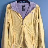 Women's Zip Up Yellow Pocket Rain Jacket Gray Fleece Lining M Photo 0