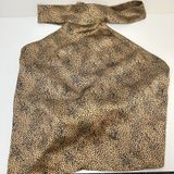 Sincerely Jules Tan Black Spotted‎ Leopard Satin Halter Tie Back Size Medium Photo 0