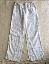 Michael Kors White Linen Wide Leg Elastic Pull-On Pant Photo 0