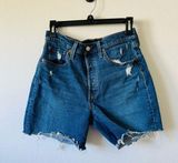 Levi's 501 High Rise Button Up Cutoff Raw Hem Distressed Jean Shorts Photo 0