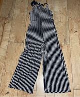 Cotton On - jumpsuit w/ ribbon straps, women’s size xs, navy white stripes Photo 0