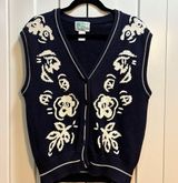 Vintage Lily’s of Beverly Hills Blue Floral Knit Sweater Vest, Sz M Size M Photo 0