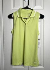 NEW Nike Dri-Fit Womens Green Sleeveless Polo Gold Tennis Athletic Size Small Photo 0