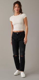 AE Black Ripped Mom Jeans Photo 0
