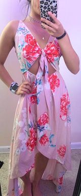 Hello Molly Pink Flower Tie Front Dress Photo 0