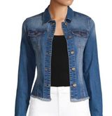 Per Se  Frayed Raw Hem Blue Denim Jean Jacket Photo 0