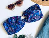 Kirra blue paisley flounce ruffle strapless tube top bikini top Photo 0