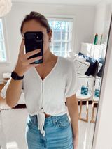 Bella Dahl White Waffle Button Shirt Photo 0