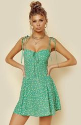 Blue Life Sienna Green Floral Smocked Dress Size Small Photo 0