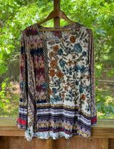 Johnny Was Betsy Printed Crewneck Tee Floral Multi Pattern Size 2X Photo 0
