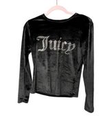Juicy Couture  Black Velvet Feeling Material Embellished Long Sleeve Top Sz Small Photo 0