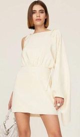 Womens Alexis Wesley One-Shoulder Silk Mini Dress Size Large Cream silk party Photo 0