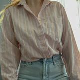American Vintage Pastel Striped Button Up Top Photo 0