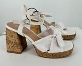 Pop Womens Giving Heeled Sandals White Eyelet size 7.5 Platform Ankle Strap Photo 0