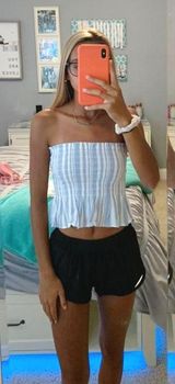 American Eagle Blue And White Tube Top Photo 0