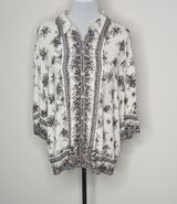 Black And White Floral Button Up Shirt Size XL Photo 0