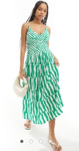 DESIGN full skirt midi crinkle sundress in stripe print - M Photo 0