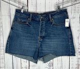 Old Navy NWT 14 Blue Denim Higher High-Rise Sky-Hi A-Line Button-Fly Jean Shorts Photo 0