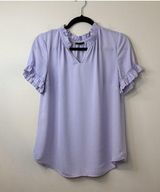 Talbots Womens Purple Ruffle Short Puff Sleeve Dressy Work Light Weight Blouse M Photo 0