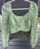 Green Floral Crop Top Photo 0