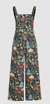 CIDER Lightweight Corduroy Dark Floral Overalls Jumpsuit Women’s SIZE SMALL new Photo 0