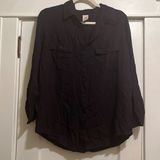 Faded Glory  | Basic Black Long Sleeved Button Up Shirt Top Size XL Photo 0