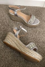 Nature Breeze Grey Silver Wedge Sandals Size 8.5 Photo 0