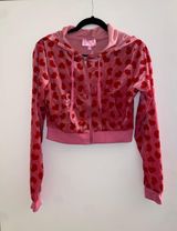 Pink Heart Cropped Zip Up Photo 0