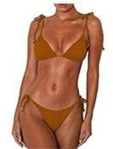 Camel Ribbed Bikini set Tan Size XL Photo 0