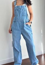 Abercrombie & Fitch Denim Overalls Womens Large Bib Farmer Retro Granola Granny Photo 0