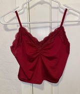 SheIn Red Lace Cropped Tank Top Photo 0