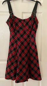 Hot Topic Red Plaid Buckle Strap Dress Photo 0