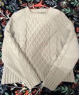 Cable Knit White Sweater Photo 0
