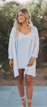 These Three Boutique Blue Dress With Button down Shirt Photo 0