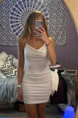 White Ruched Dress Photo 0