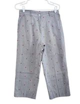 Sag Harbor Embroidered Stars Pinstripe Cropped Pants Red White & Blue Size 8 Photo 0