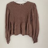 mauve dusty rose long sleeve ruched peplum blouse size XXL Photo 0