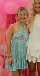 High Neck Mini Dress Green Photo 0