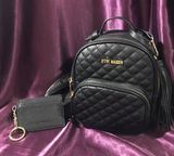 Steve Madden Black Leather Mini Backpack Photo 0