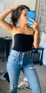 Black & White Black Textured Bandeau Top Photo 0