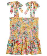 New J Crew Top Womens M Smocked Ditsy Floral Tie Shoulder Straps Tank Multi Photo 0