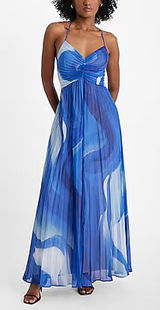 Express Pleated Maxi Dress Blue Photo 0