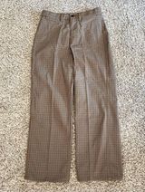 Uniqlo  Women’s Trouser Pants Brown Plaid Sz 6 Mid Rise Straight Leg Cotton Blend Photo 0