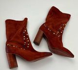 Free People Dakota Studded Suede Western Boot Ginger Snap Red Orange SZ 7.5 NWOT Photo 0