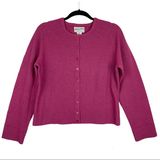 Vintage  Lambs Wool Button Front Cardigan Sweater Pink Purple Photo 0