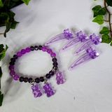 Purple Gummy Bear Stretch Bracelet and Matching Hair Clips Photo 0