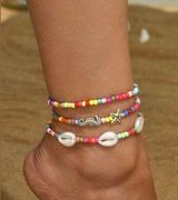 SheIn NWT Set of 3 Beaded Anklets Photo 0
