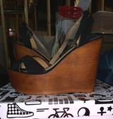 Bamboo Black Strap Wedges Photo 0