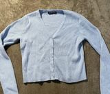 Brandy Melville Cardigan Women's Size S/M Ribbed Light Blue Sweater Buttons Crop Photo 0