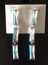Badgley Mischka New 3 Tiers of Iridescent Baguettes Earrings Photo 0